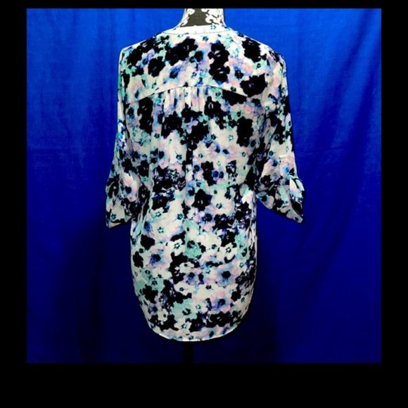 Decree Womens Small Floral Multicolor 3/4 Sleeve Blouse Top - Picture 5 of 8